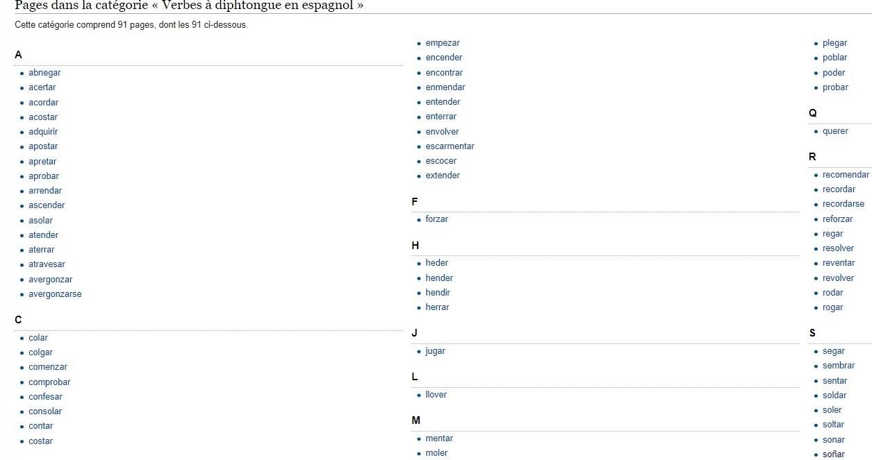Liste Des Verbes Diphtongue En Espagnol Pdf